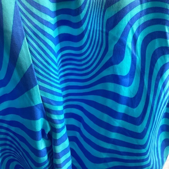 ZARA SIZE XS SPRING BLUE SATIN FLARE SUMMERPANTS 70’S INSPIRE SWIRL COSTUME NWOT - Picture 12 of 13